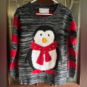 With Love Derek Jingle Bell Scarf Penguin Christmas Party Sweater Size Large